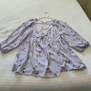 Charming Charlie Lavender Floral Peasant Blouse